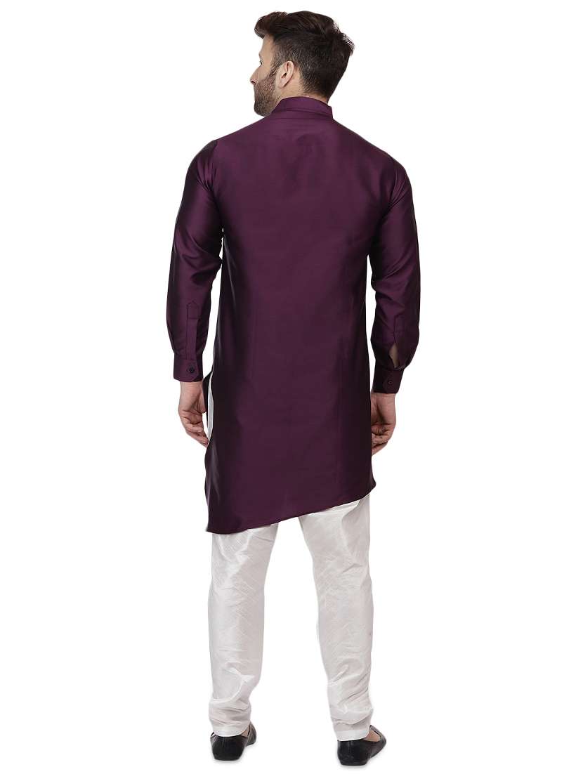 purple dupion long kurta - 16408984 -  Standard Image - 2