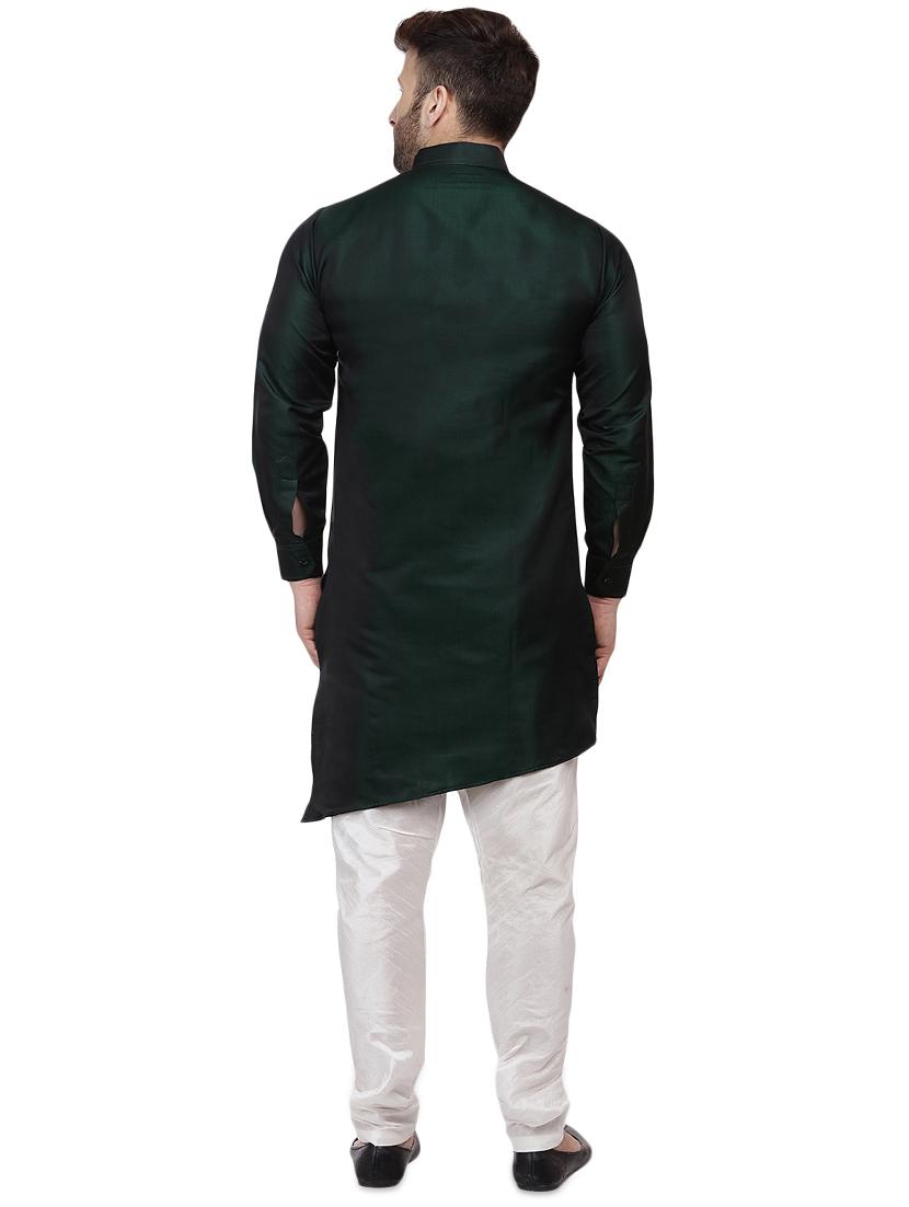 green dupion long kurta - 16408986 - Standard Image - 2