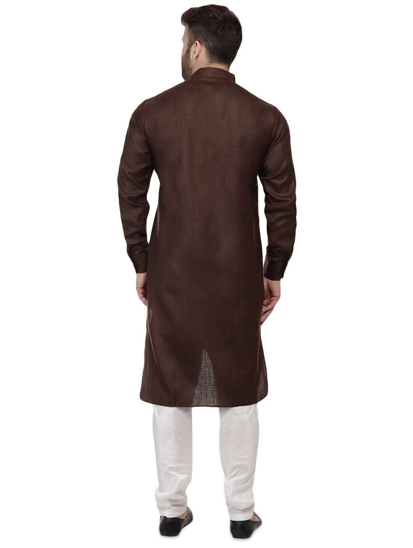 brown dupion long kurta - 16408987 - Standard Image - 2