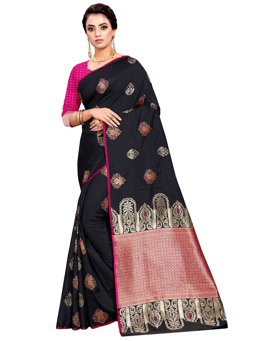 floral zari motif kanjivaram saree with blouse