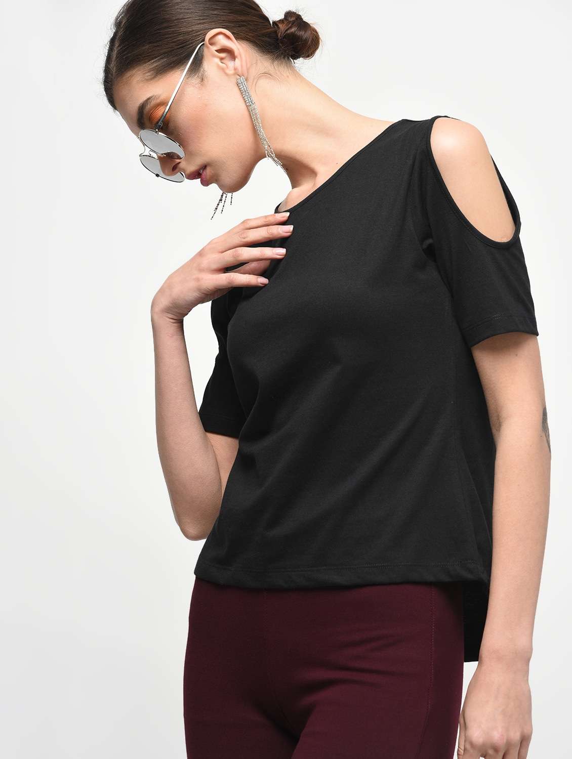 cold shoulder high low top