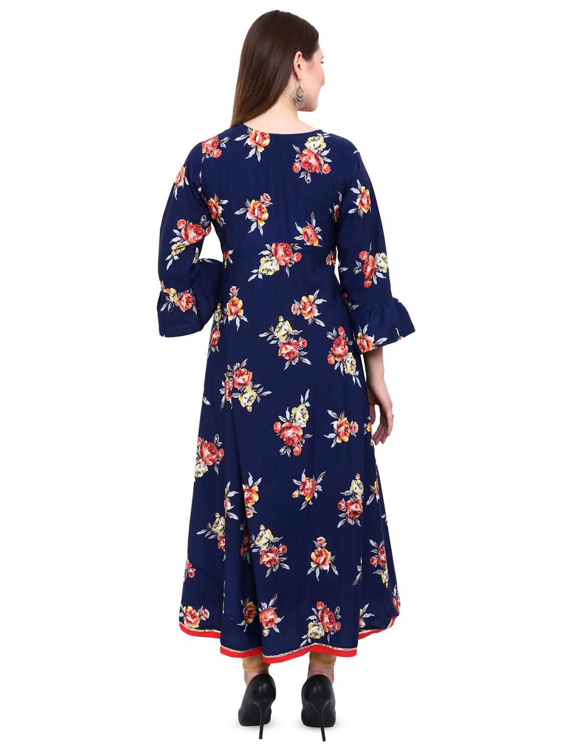 flute sleeved floral maxi dress - 16417614 - Standard Image - 2