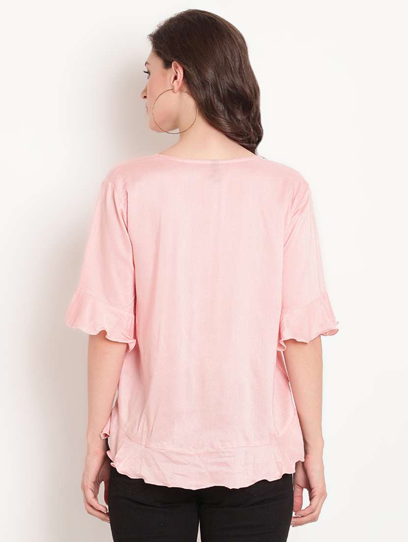 women's ruffle v neck top - 16420370 -  Standard Image - 2