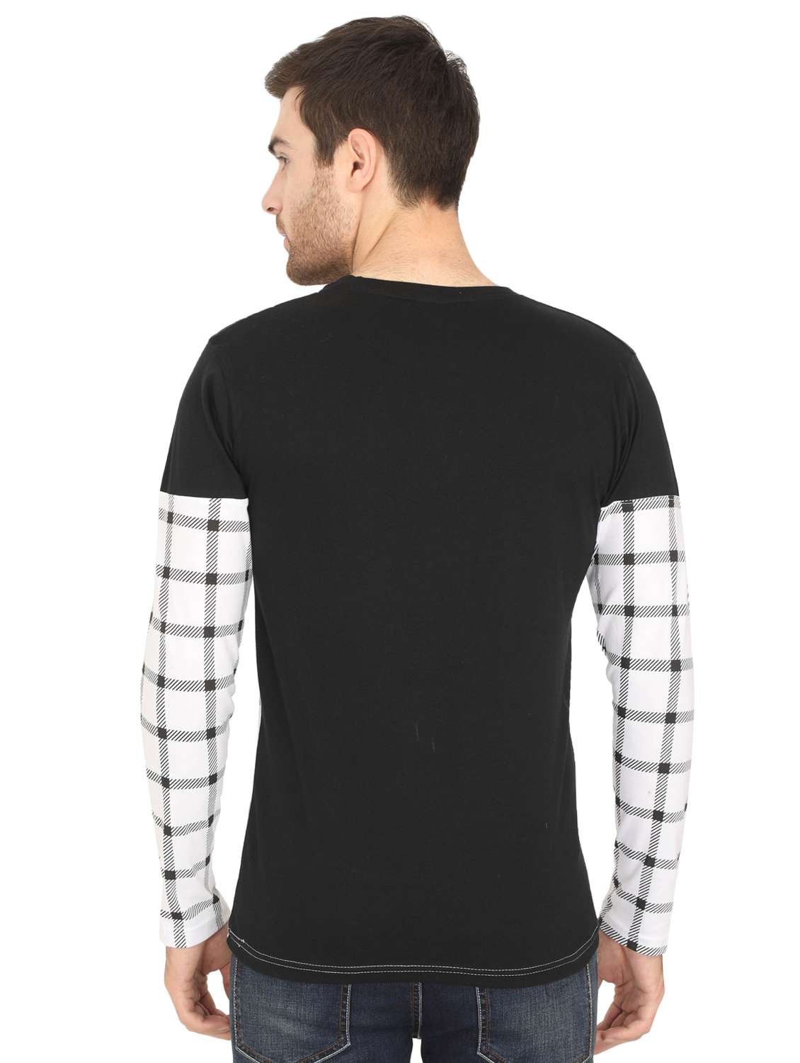 monochrome checkered cut & sew t-shirt - 16421196 -  Standard Image - 2
