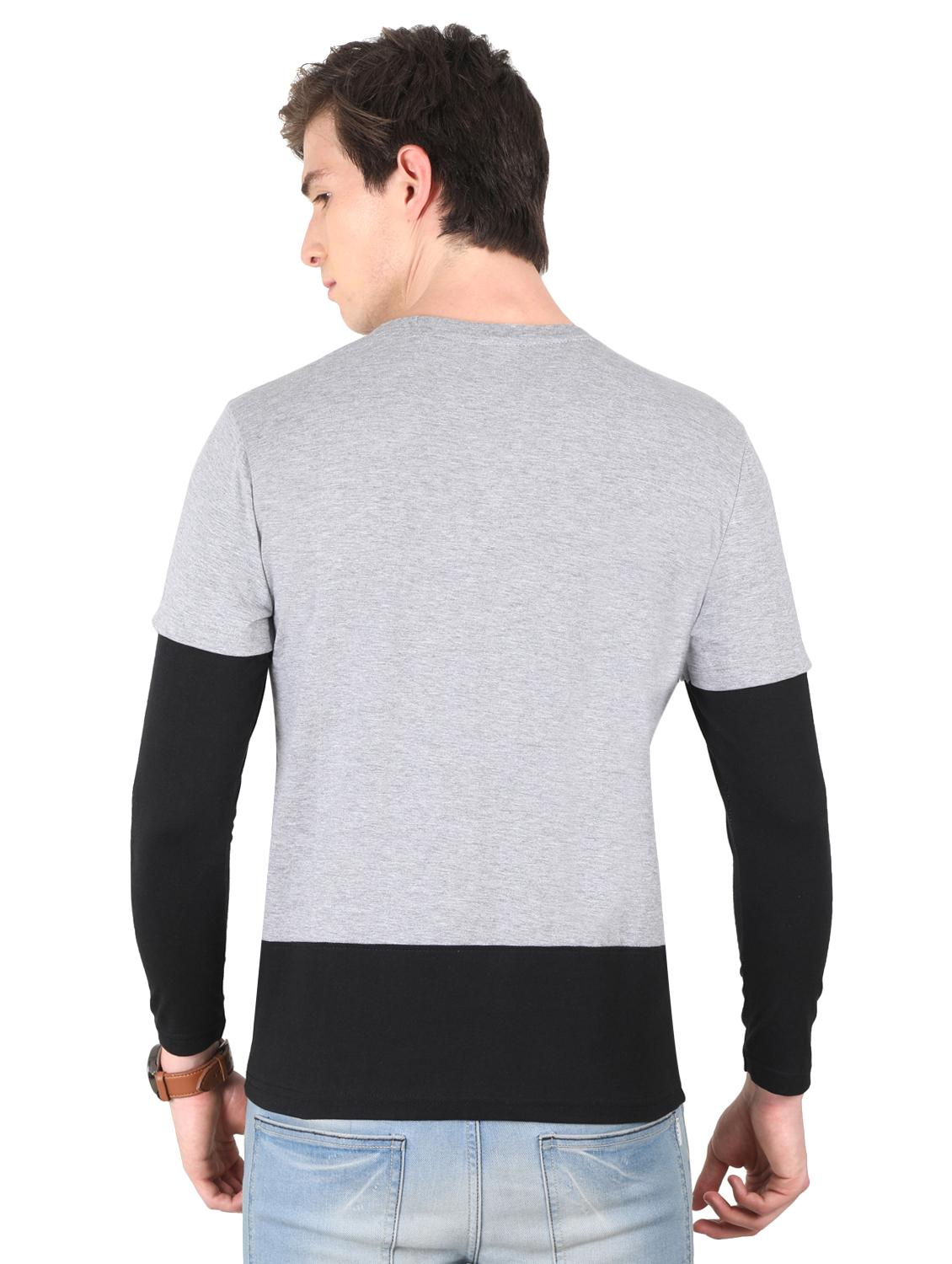 grey color block cut & sew t-shirt - 16421373 - Standard Image - 2