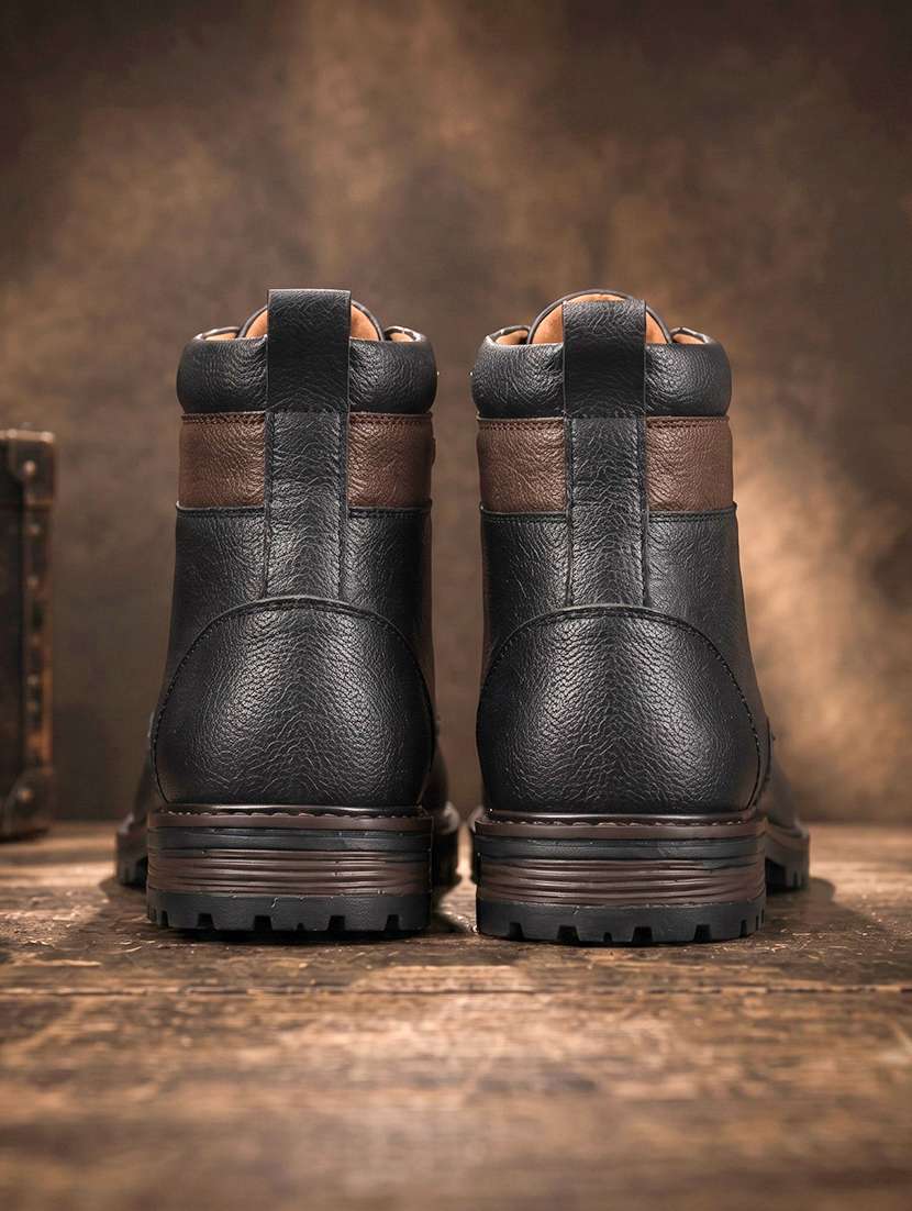 woakers black leatherette high ankle boots - 16421801 -  Standard Image - 2