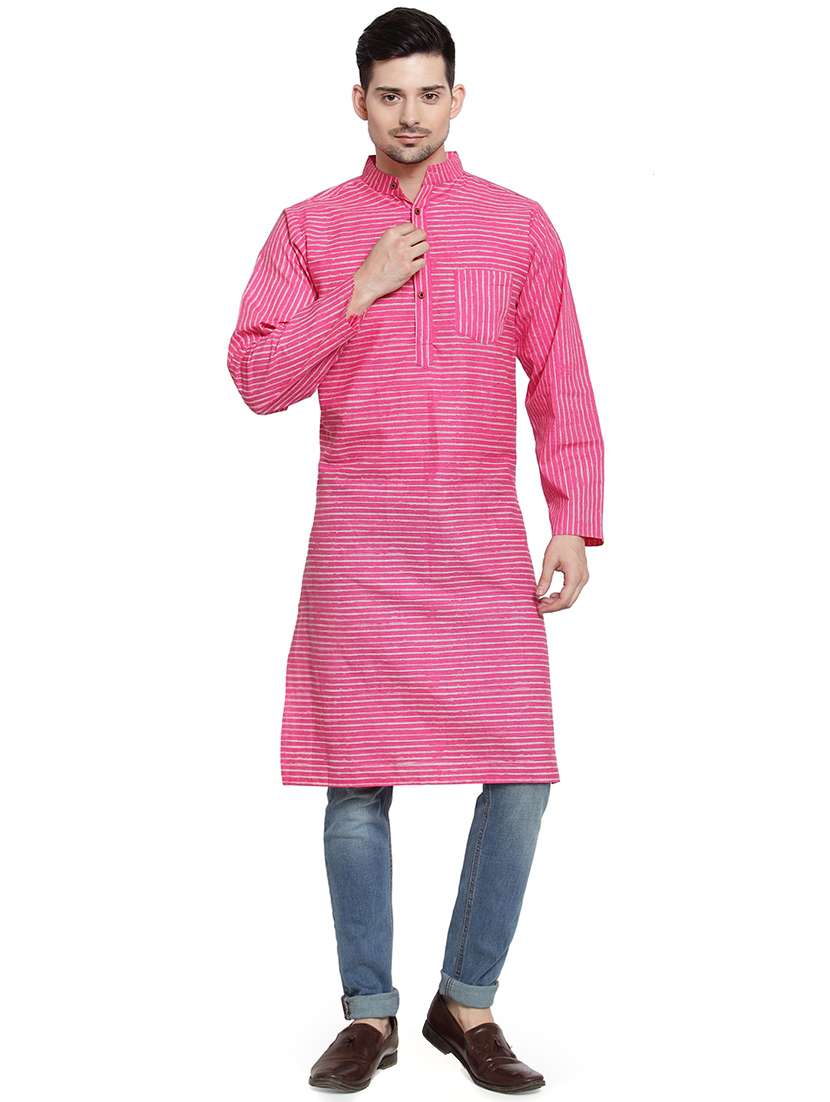 pink striped long kurta