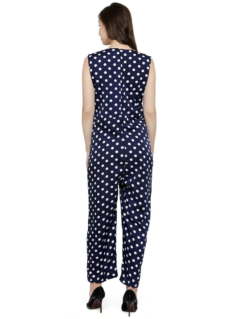 v-neck polka dots knee length jumpsuit - 16425260 - Standard Image - 2