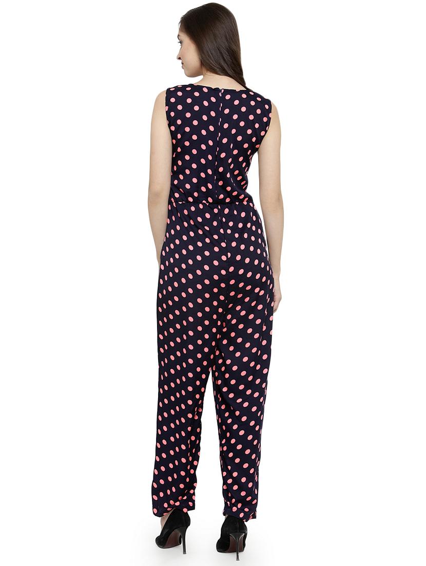v-neck polka dots knee length jumpsuit - 16425261 - Standard Image - 2