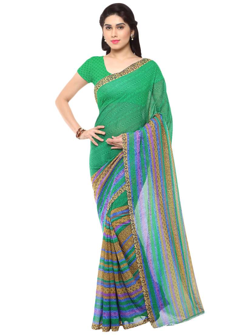 multi colored georgette combos saree with blouse - 16425476 -  Standard Image - 2