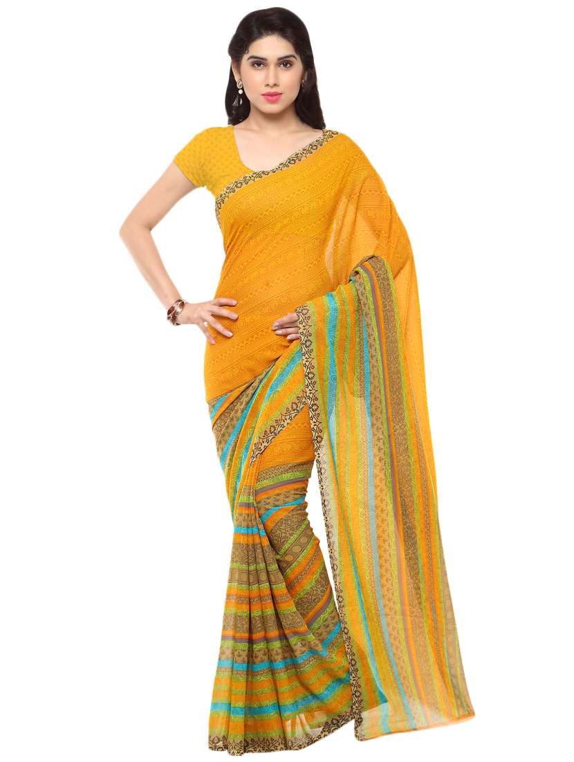 multi colored georgette combos saree with blouse - 16425478 -  Standard Image - 2