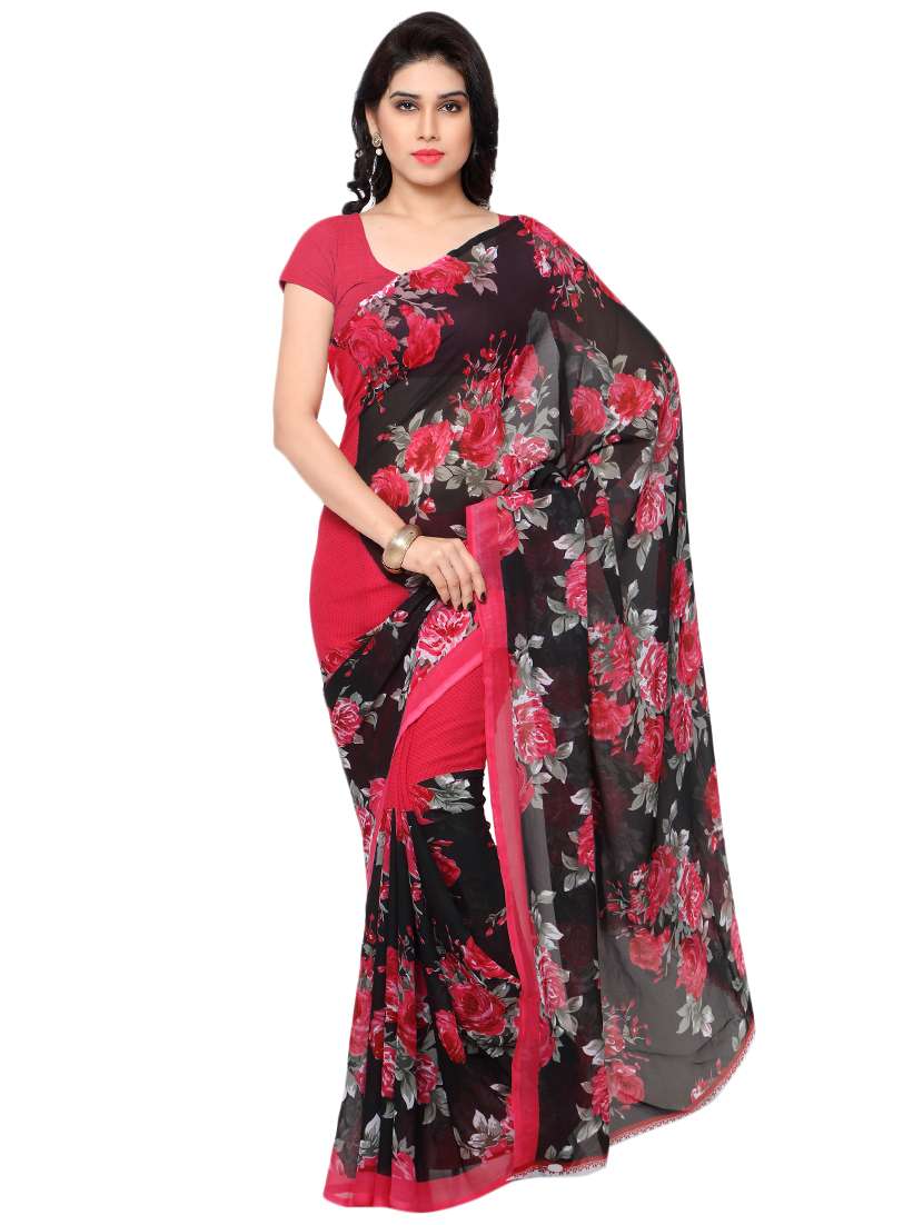 multi colored georgette combos saree with blouse - 16425483 -  Standard Image - 2
