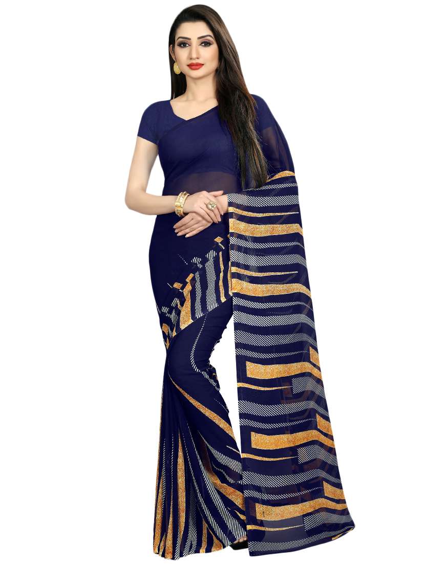navy georgette combos saree - 16425493 - Standard Image - 2