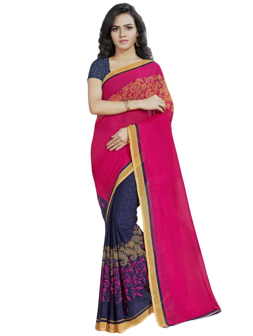 set of 2 multicolor printed saree combo with blouse - 16425870 - Standard Image - 2