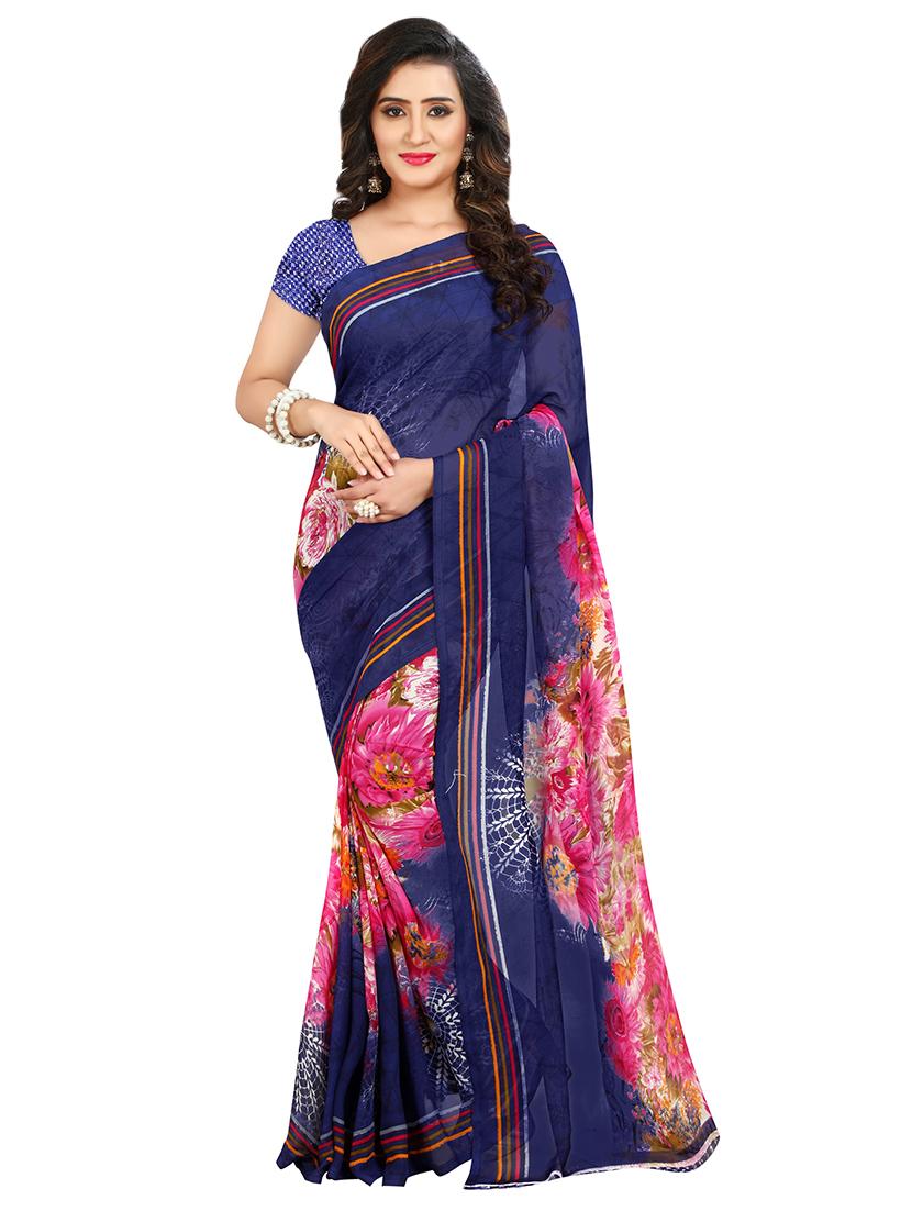 set of 2 multicolor printed saree combo with blouse - 16426036 - Standard Image - 2