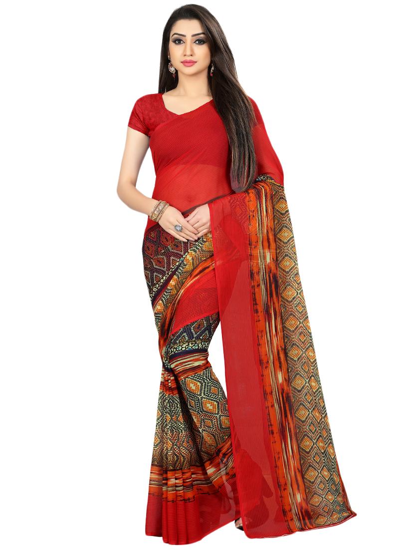 set of 2 multicolor printed saree combo with blouse - 16426167 - Standard Image - 2