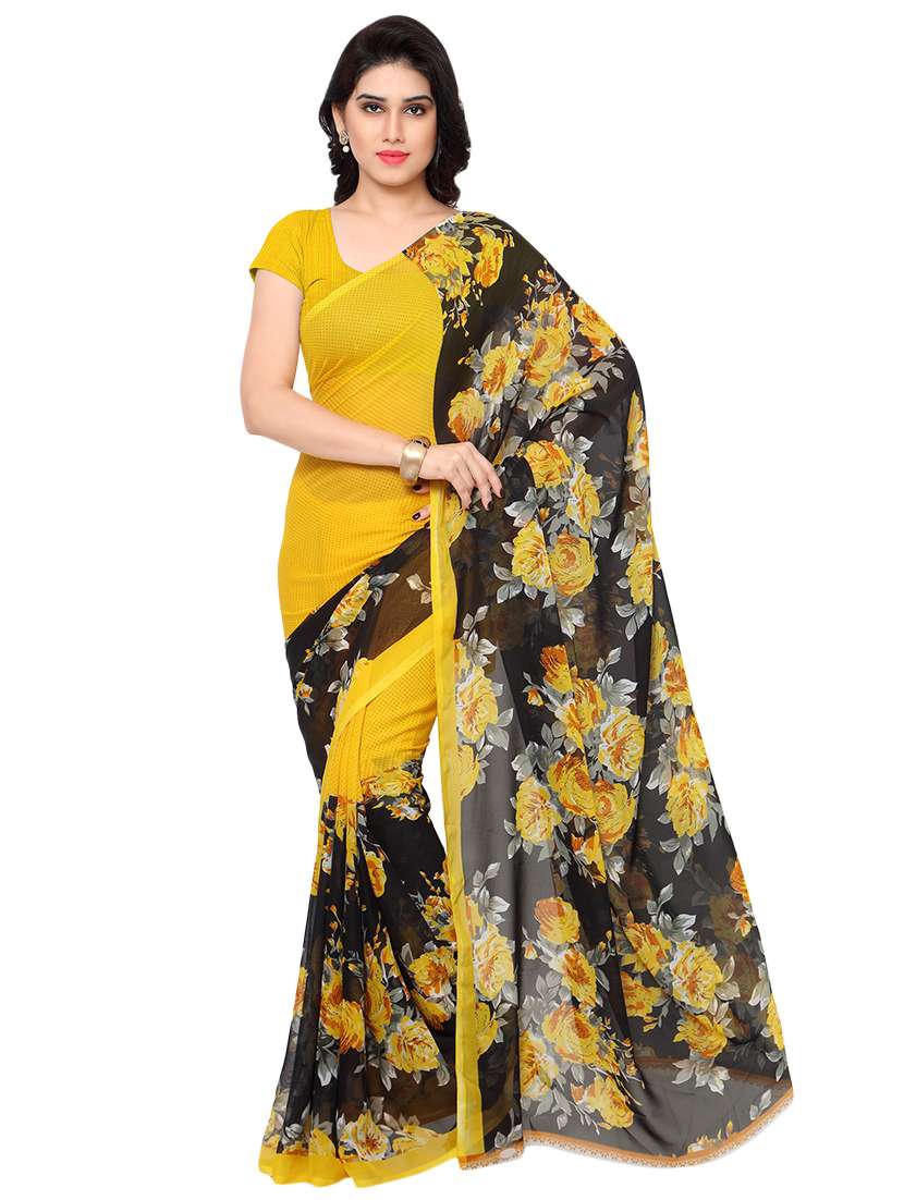 set of 2 multicolor printed saree combo with blouse - 16426423 -  Standard Image - 2