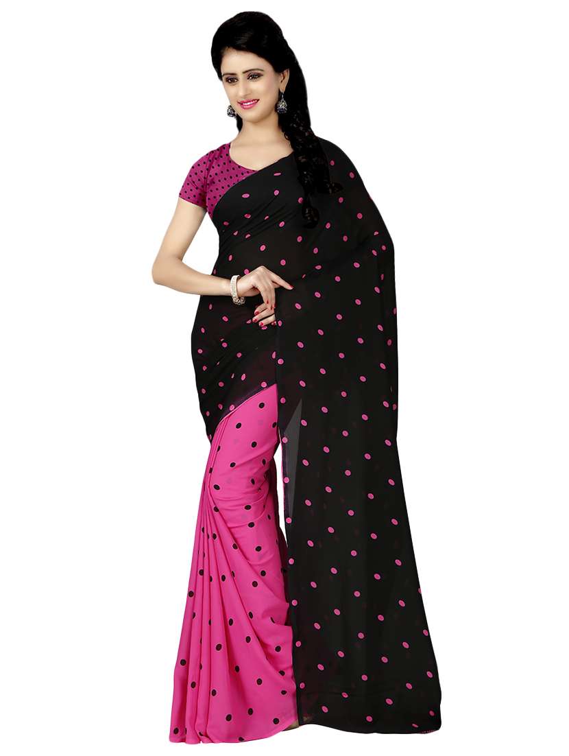 set of 2 multicolor printed saree combo with blouse - 16426426 -  Standard Image - 2