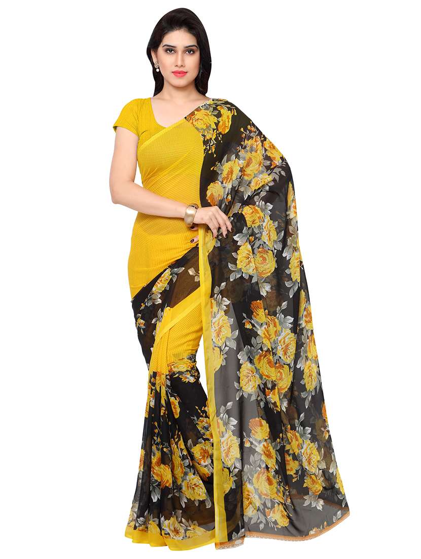 set of 2 printed saree combo with blouse - 16426435 -  Standard Image - 2