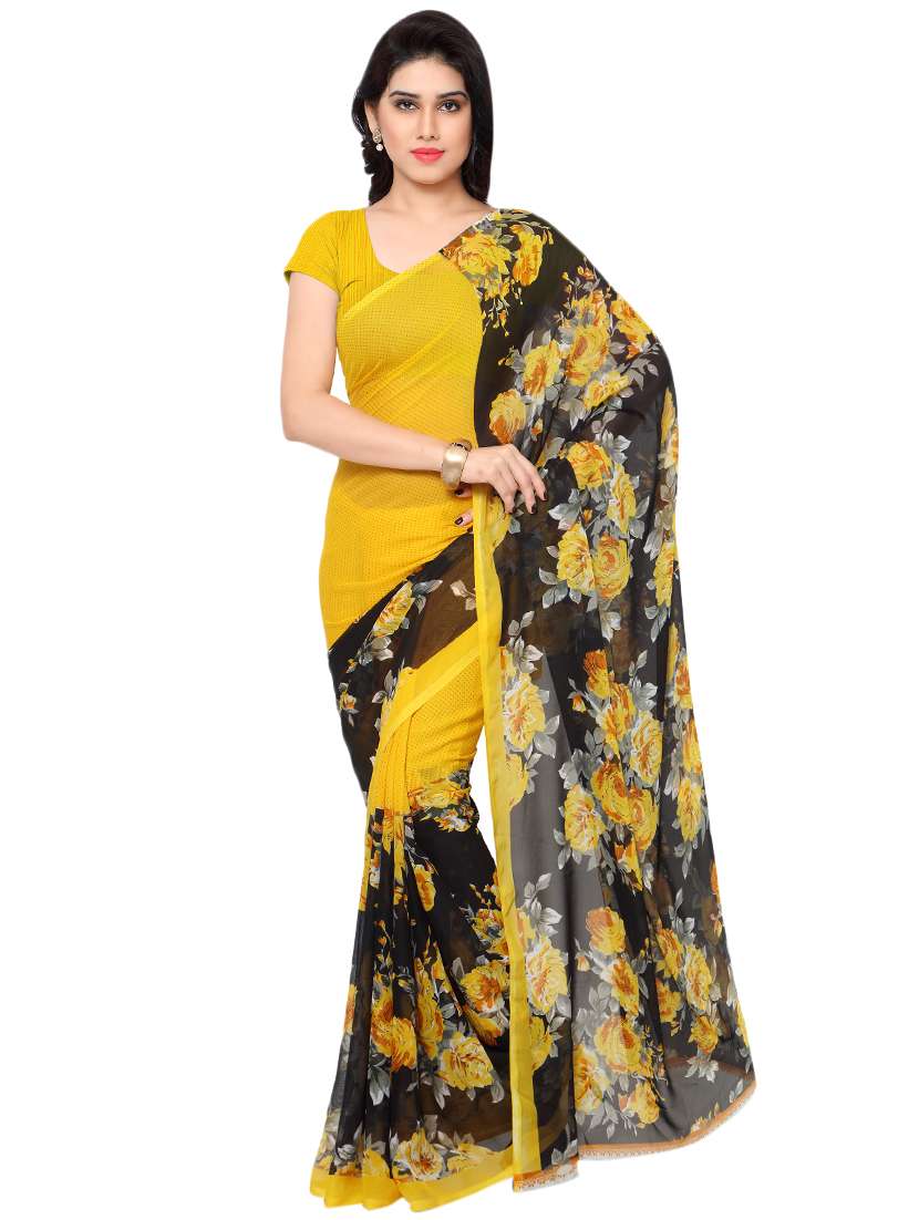 set of 2 multicolor printed saree combo with blouse - 16426441 -  Standard Image - 2