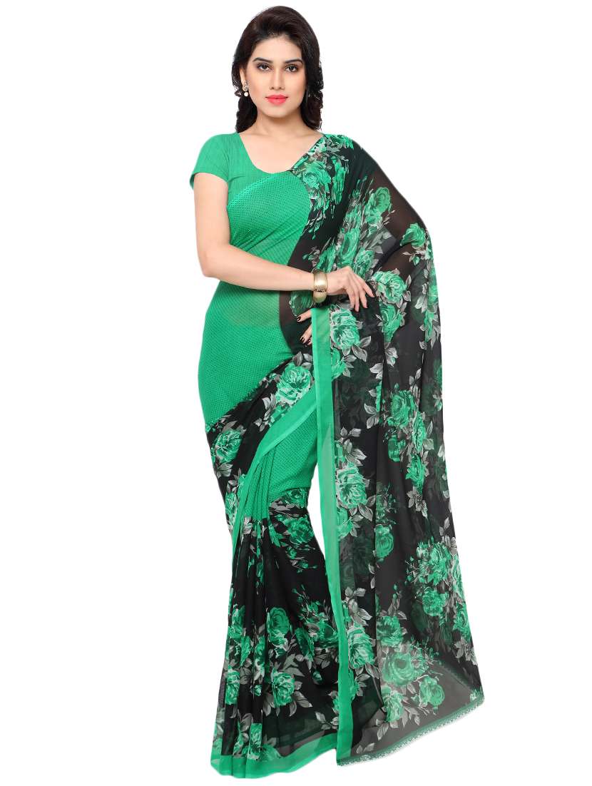 set of 2 multicolor printed saree combo with blouse - 16426446 -  Standard Image - 2
