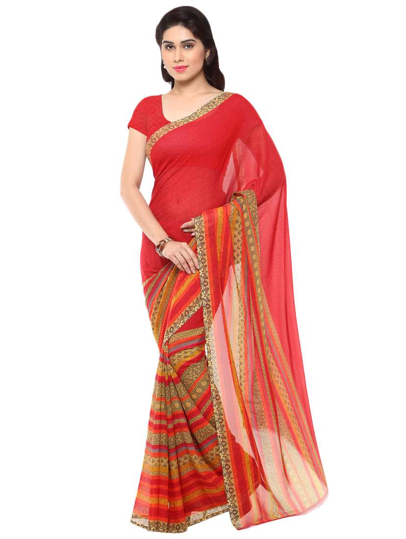 set of 2 multicolor printed saree combo with blouse - 16426499 -  Standard Image - 2