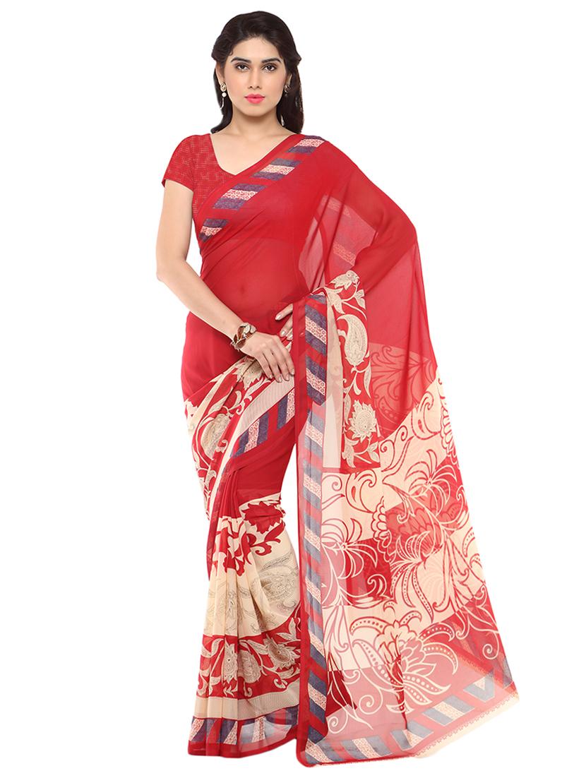 set of 2 printed saree combo with blouse - 16426550 - Standard Image - 2