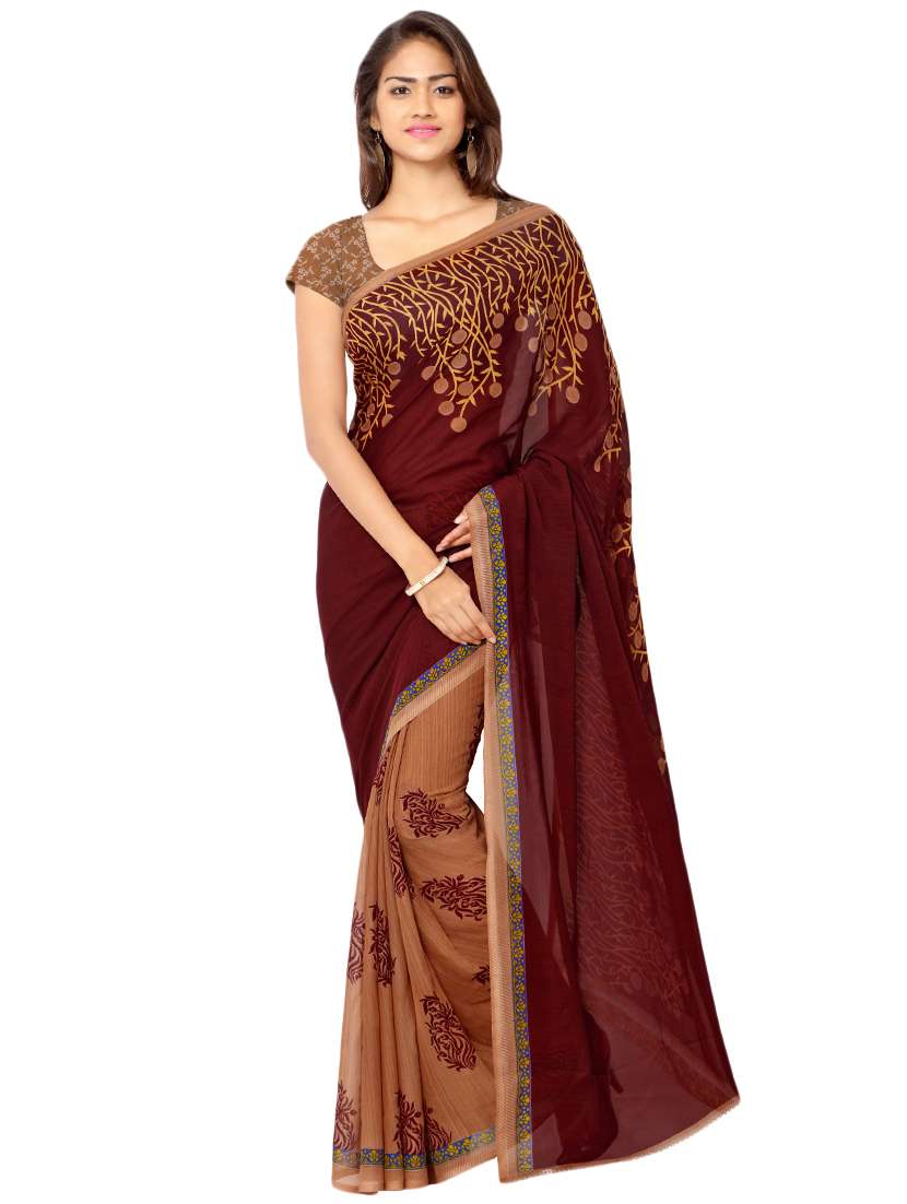 set of 2 multicolor printed saree combo with blouse - 16426650 -  Standard Image - 2