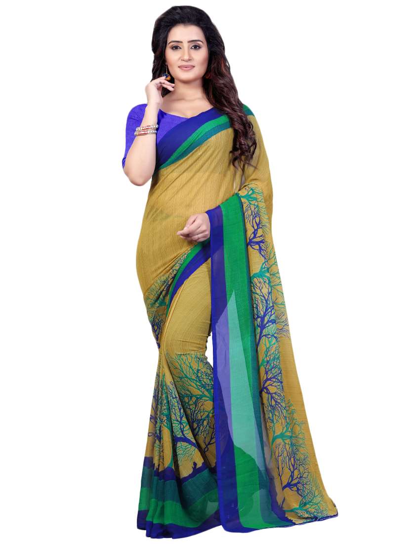 set of 2 multicolor printed saree combo with blouse - 16426653 -  Standard Image - 2