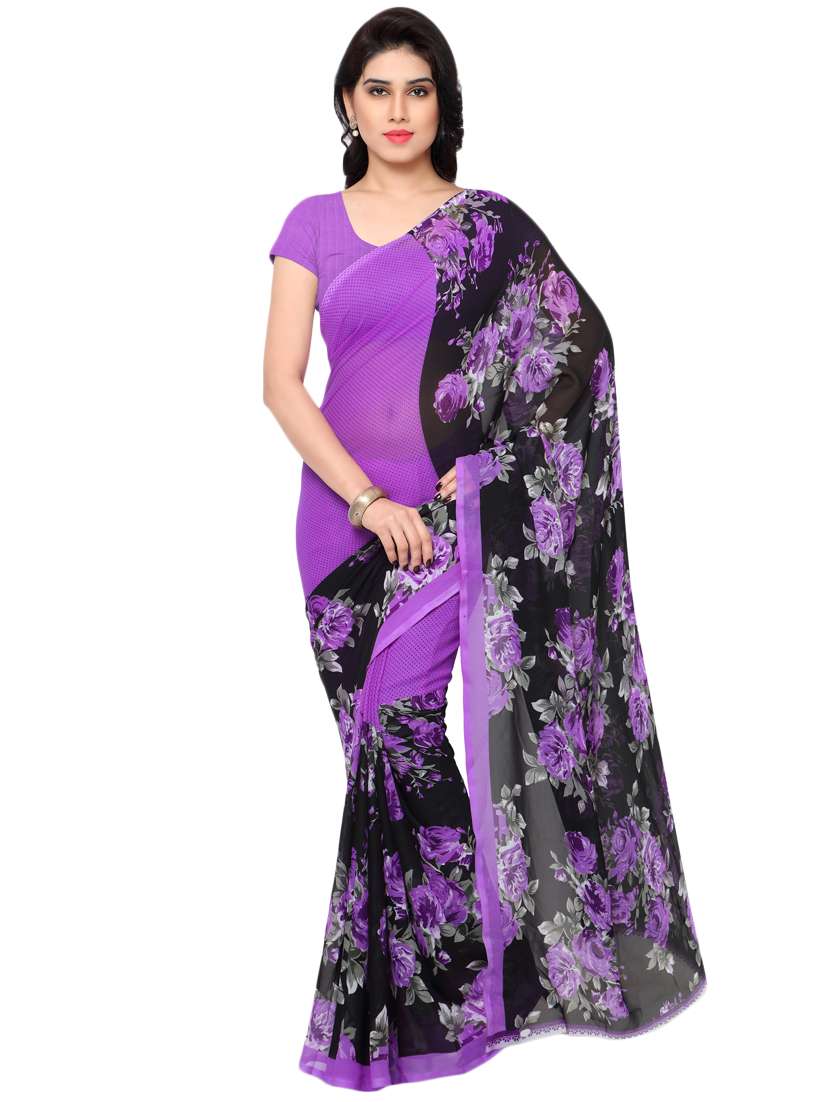 set of 2 multicolor printed saree combo with blouse - 16426678 -  Standard Image - 2