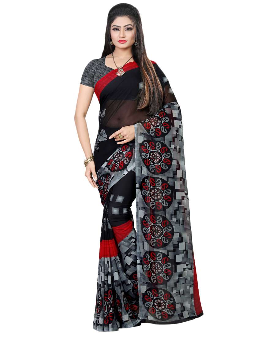 set of 2 multicolor printed saree combo with blouse - 16426696 -  Standard Image - 2