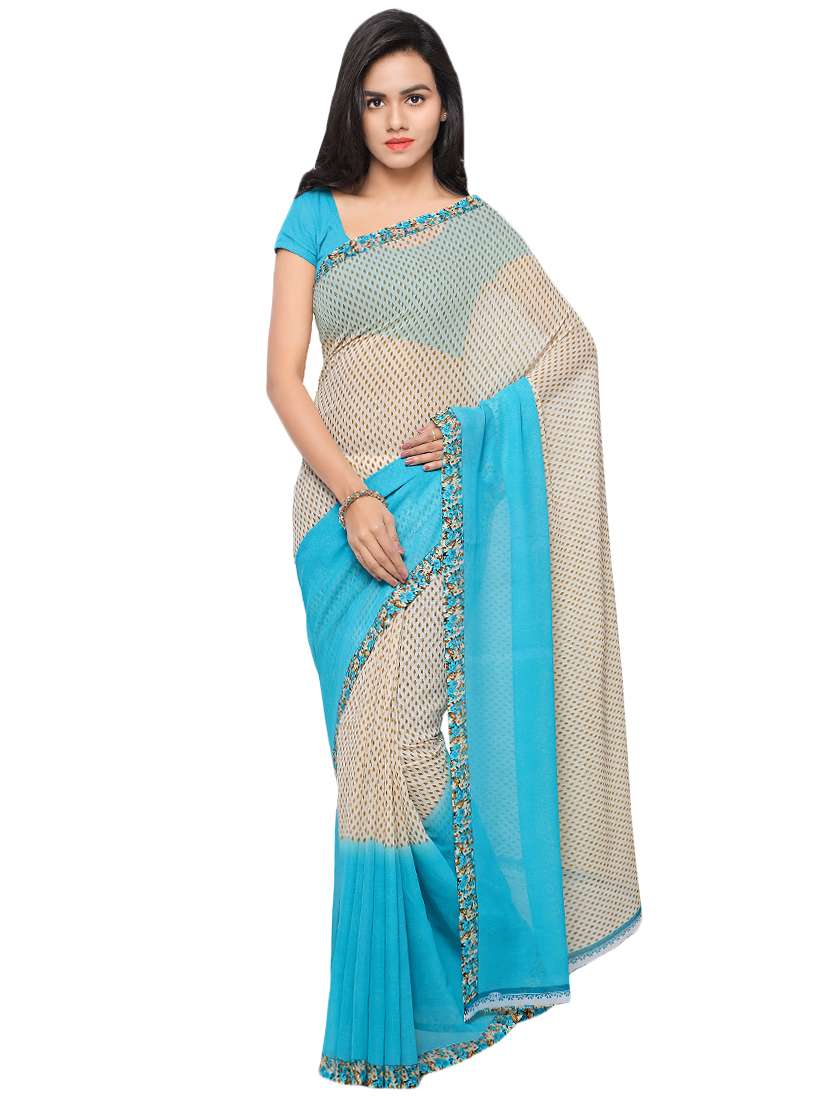 set of 2 multicolor printed saree combo with blouse - 16426722 -  Standard Image - 2