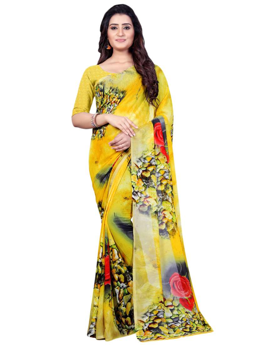 set of 2 multicolor printed saree combo with blouse - 16426749 -  Standard Image - 2