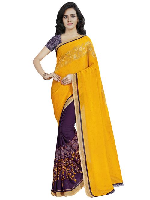 floral printed half & half saree with blouse - 16426840 -  Standard Image - 0