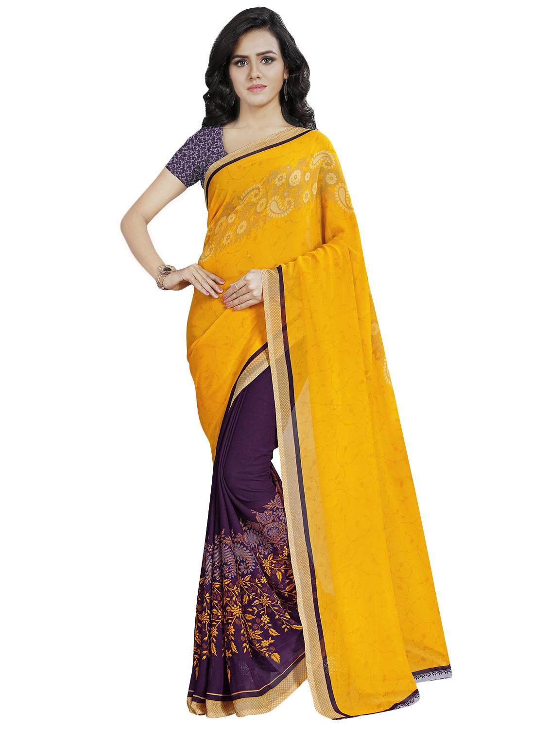 floral printed half & half saree with blouse - 16426840 -  Zoom Image - 0
