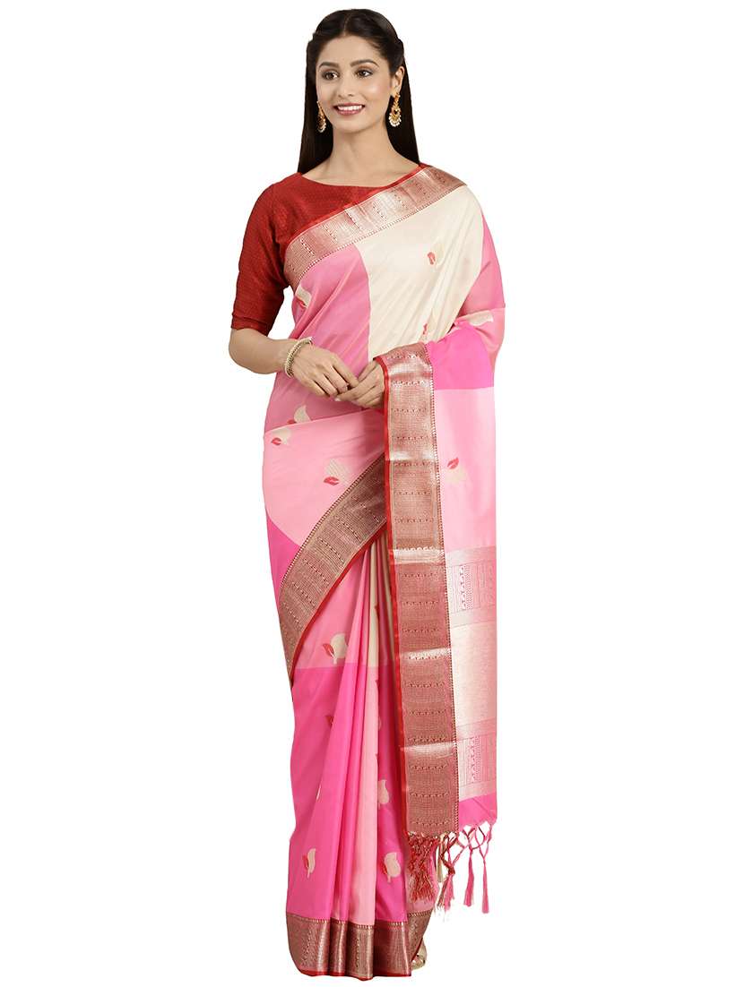 color block kanjivaram saree with blouse