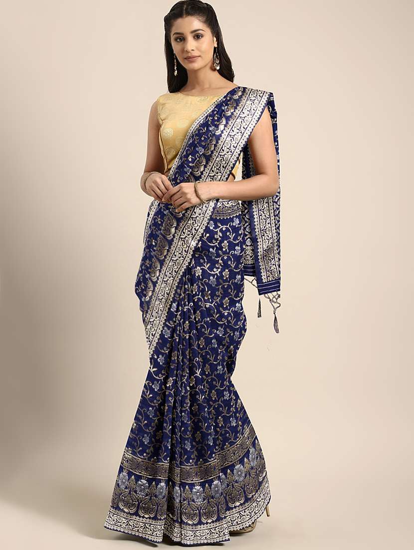 floral zari motif kanjivaram saree with blouse
