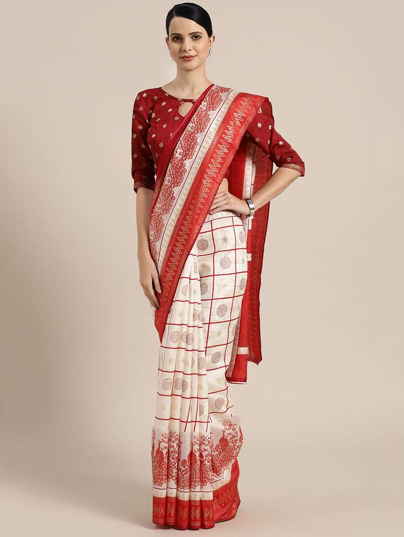 foil printed saree with blouse