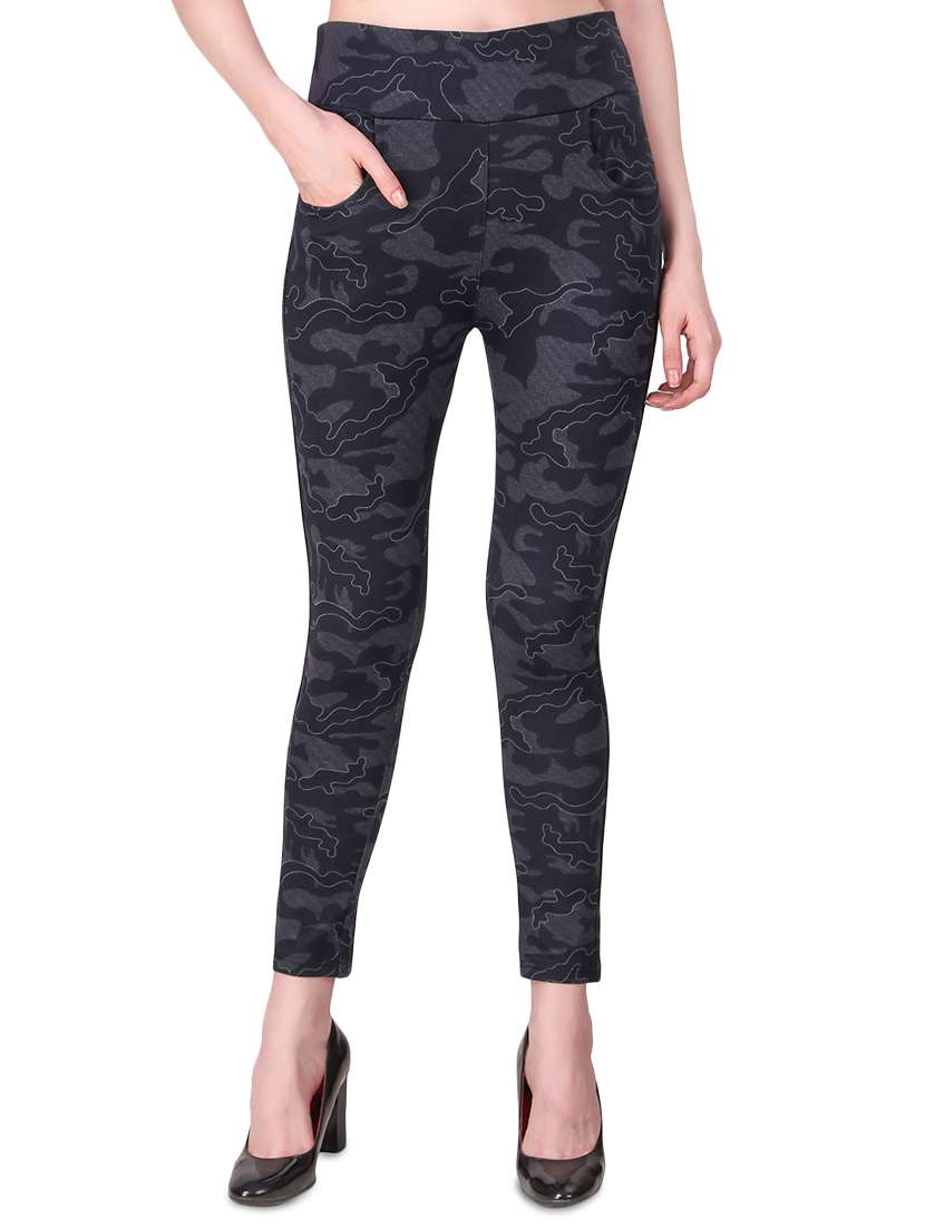 pocket detail camouflage jeggings 
