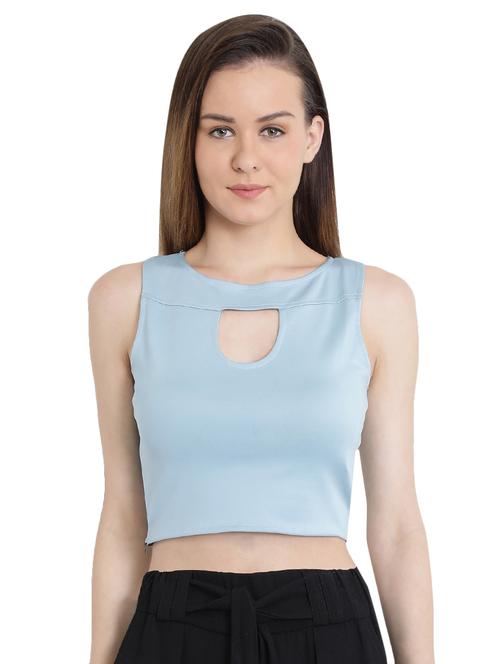 women's crop key hole neck top - 16430807 - Standard Image - 0