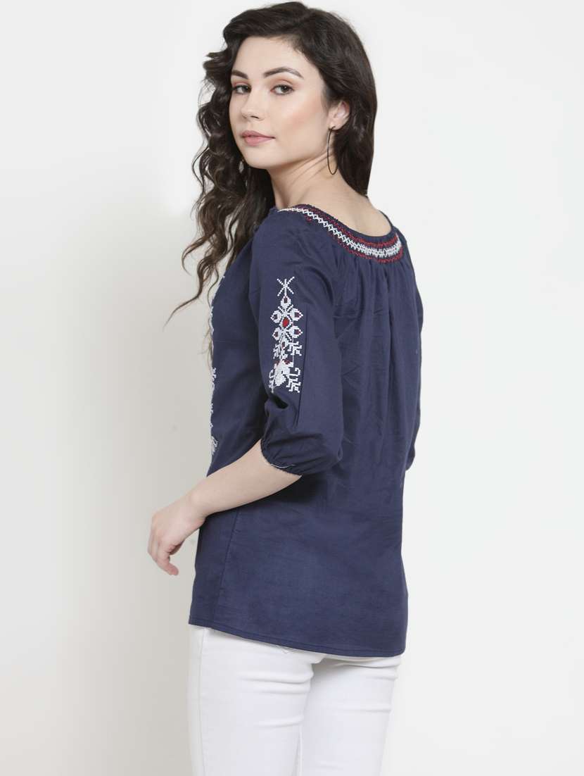 women's straight tie-up neck top - 16431915 - Standard Image - 2