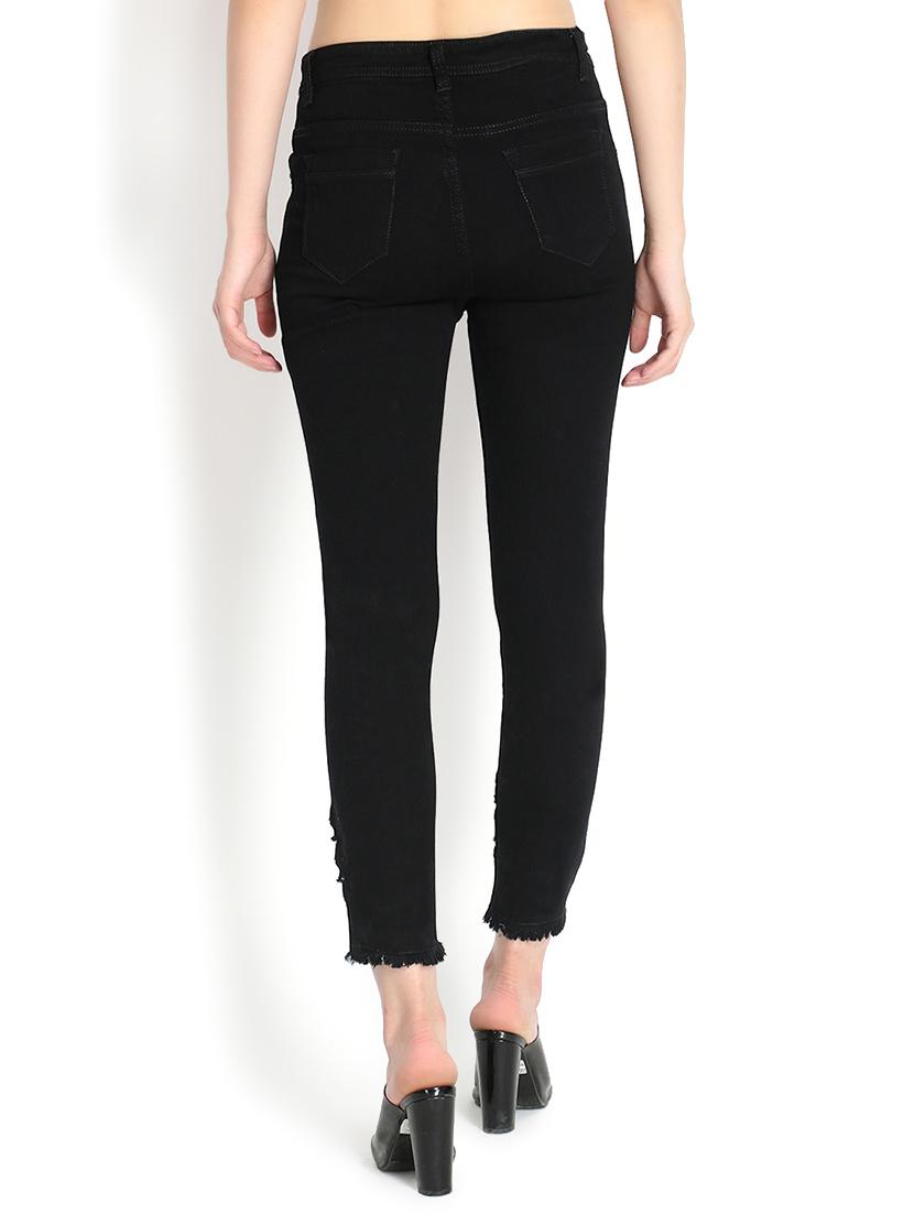 eyelet detail frayed hem jeans - 16432494 - Standard Image - 2