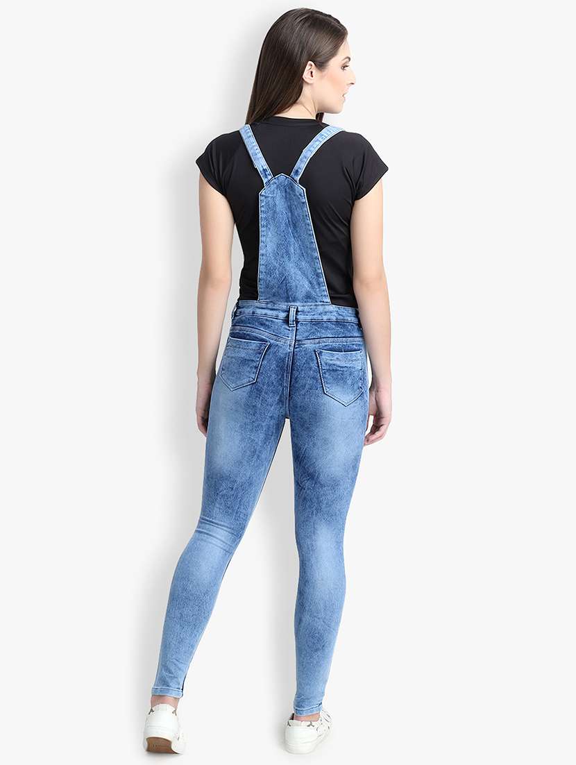 cut out detail stone washed dungaree - 16432686 - Standard Image - 2