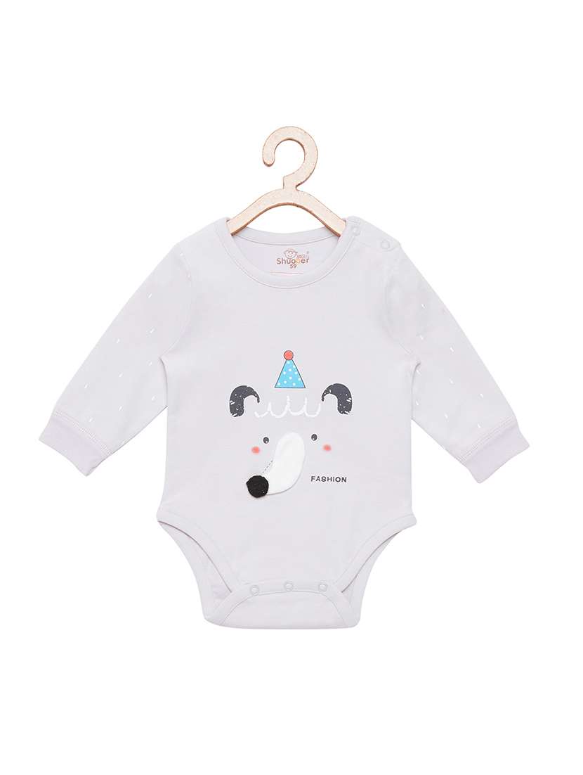 kids off white printed cotton onesies