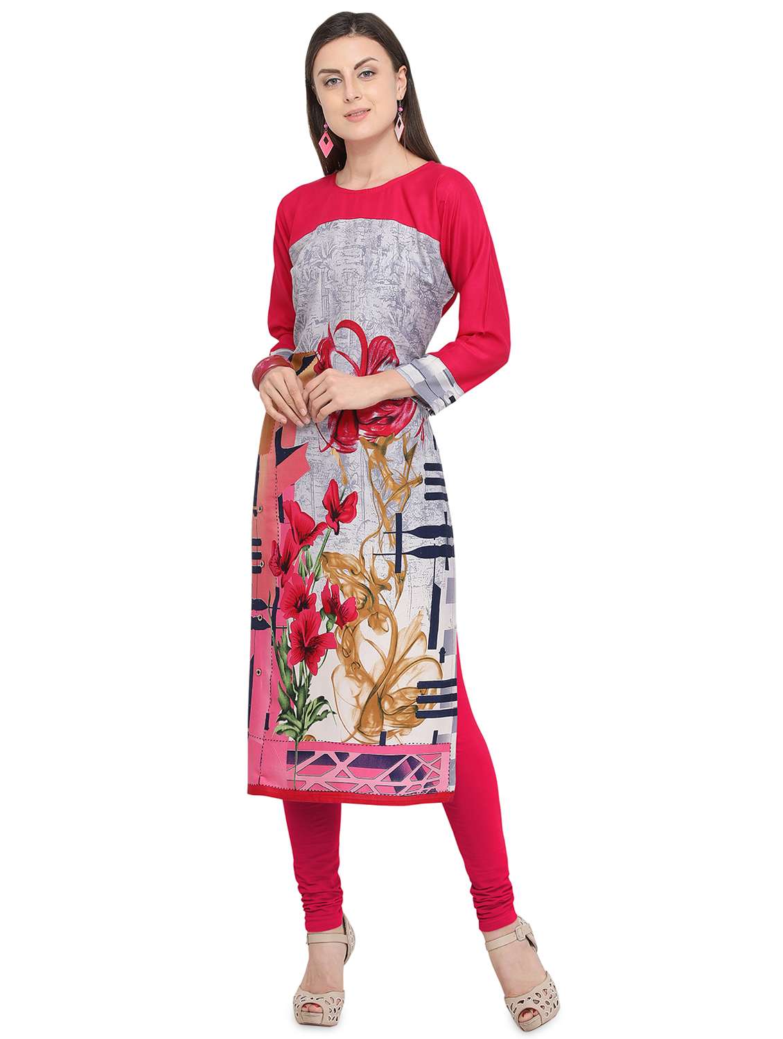 floral straight kurta