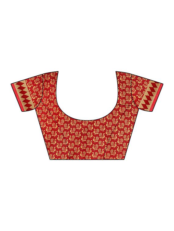 contrast border bhagalpuri saree with blouse - 16436650 - Standard Image - 2