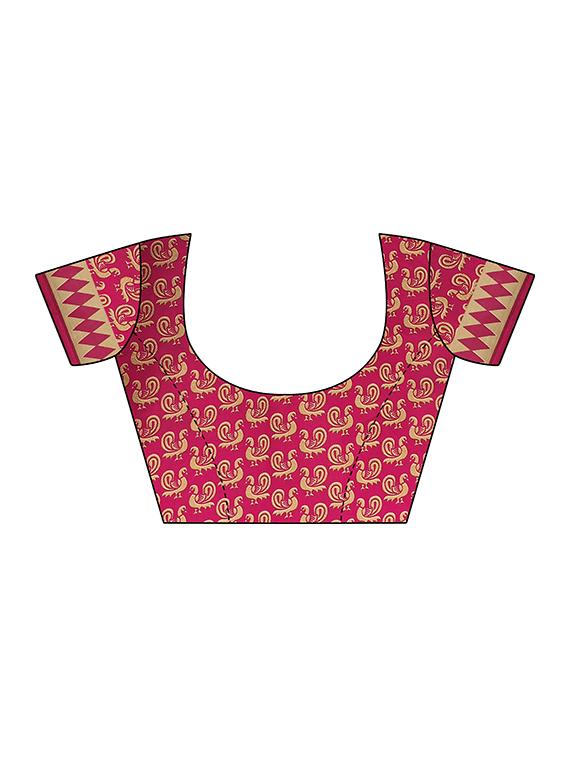 contrast border bhagalpuri saree with blouse - 16436651 - Standard Image - 2