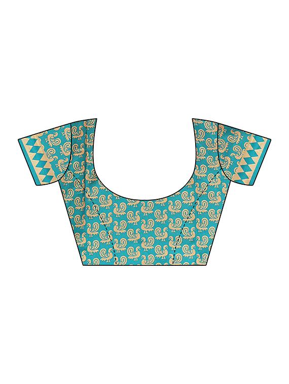 contrast border bhagalpuri saree with blouse - 16436653 - Standard Image - 2