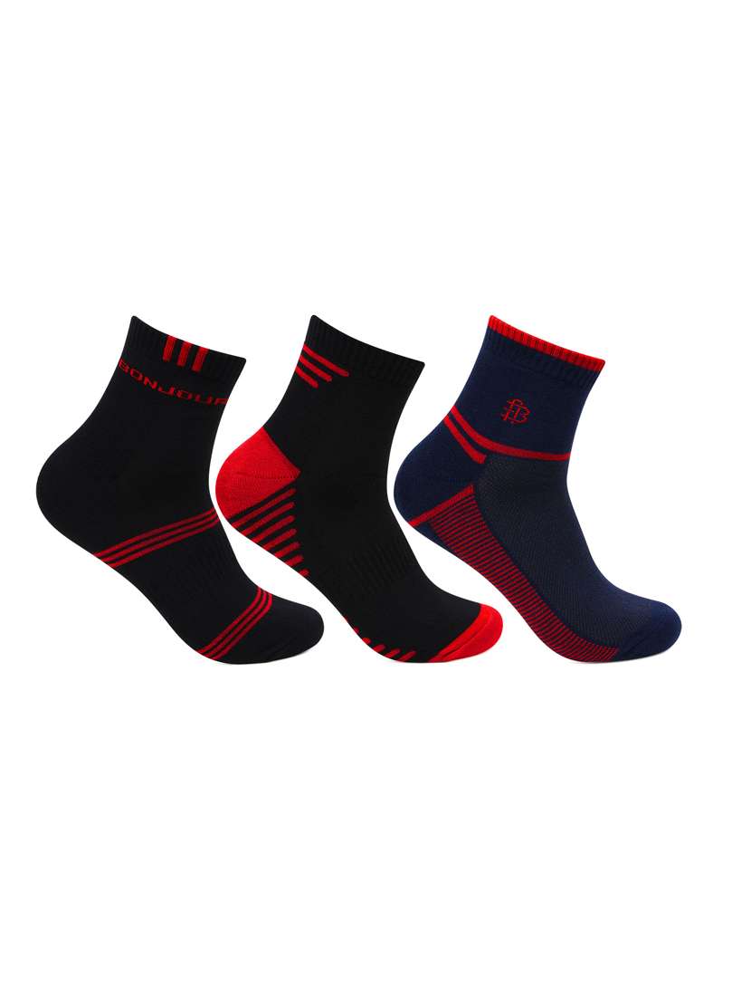 men pack of 3 striped above ankle length socks
