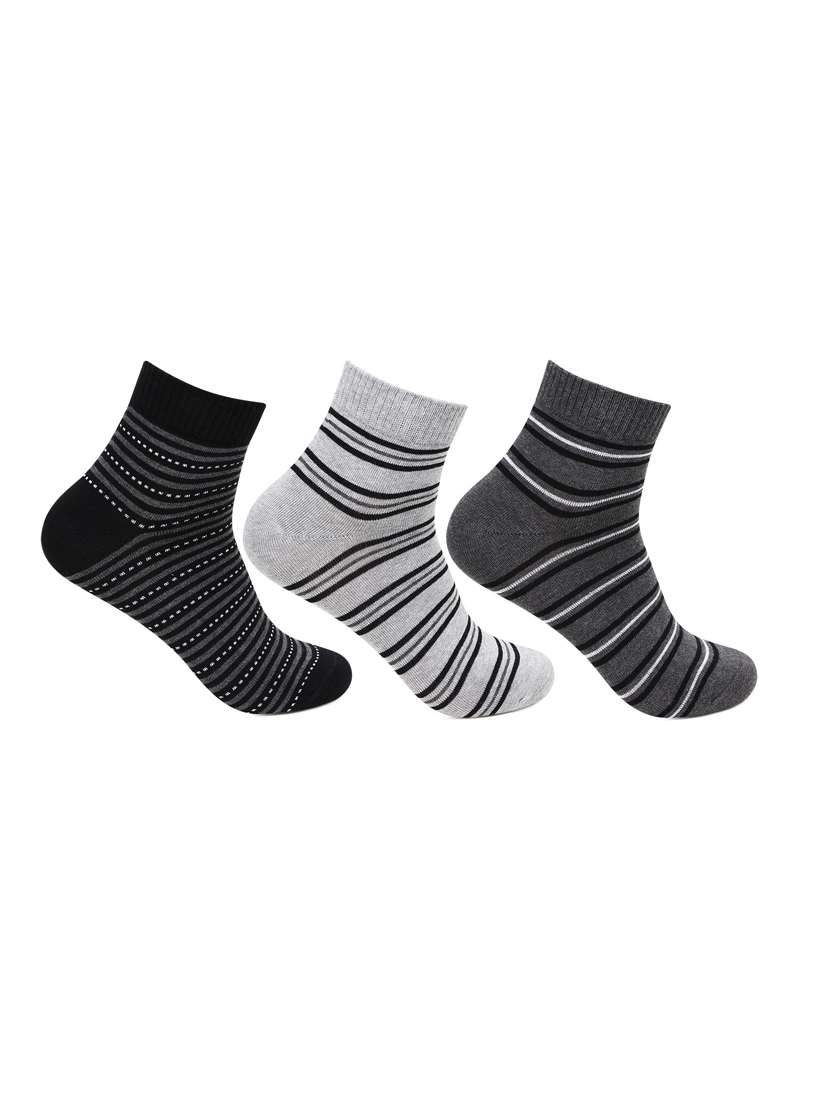 men pack of 3 striped above ankle length socks